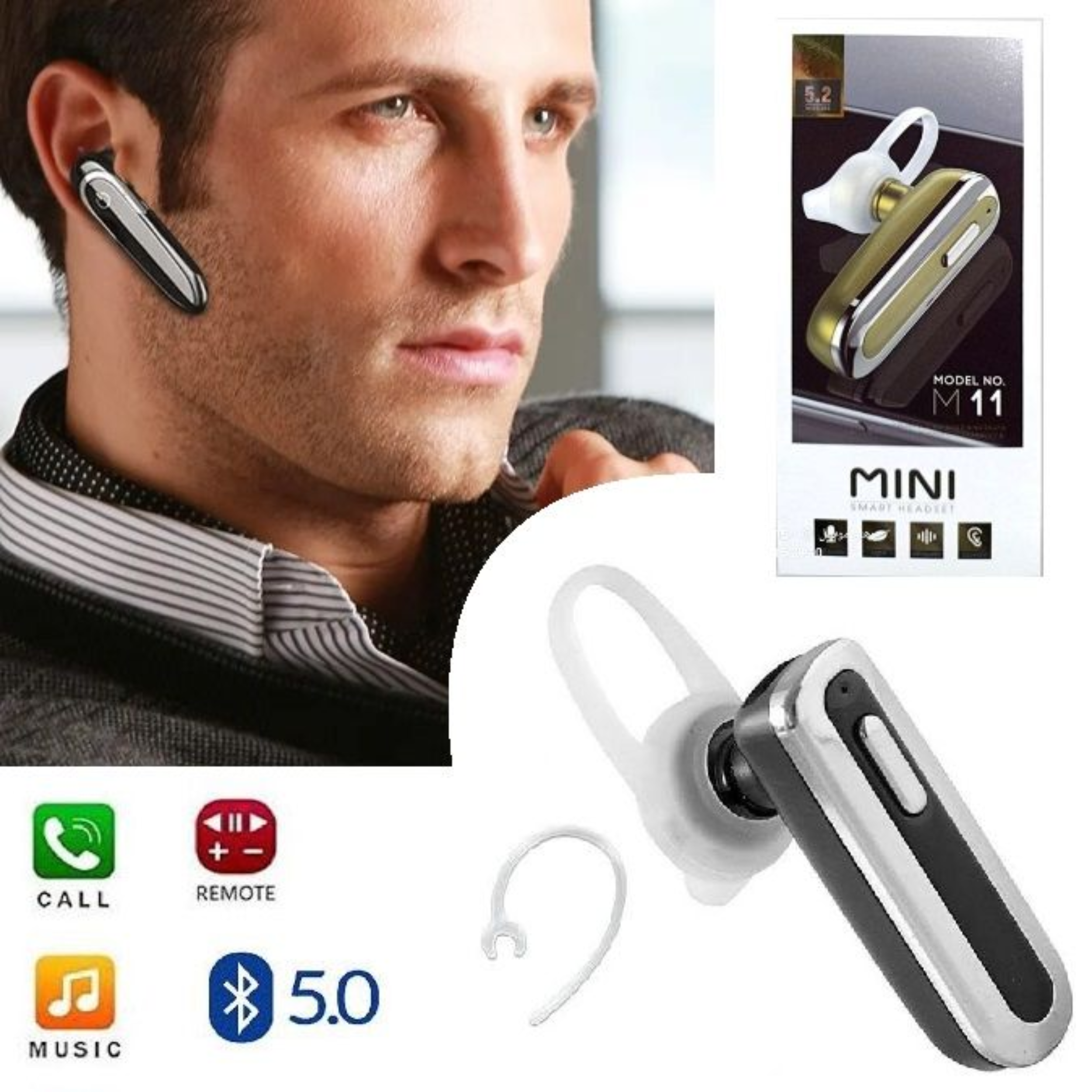 Mini Bluetooth Smart Headset M11 – Handsfree Calling & Music