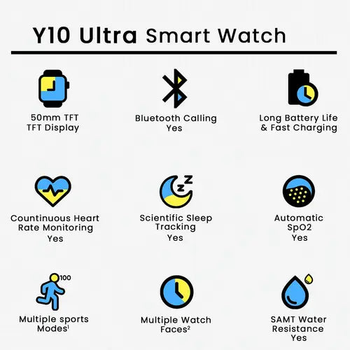 Y10 Ultra Smart Watch With 4 Straps | The Decent Mall